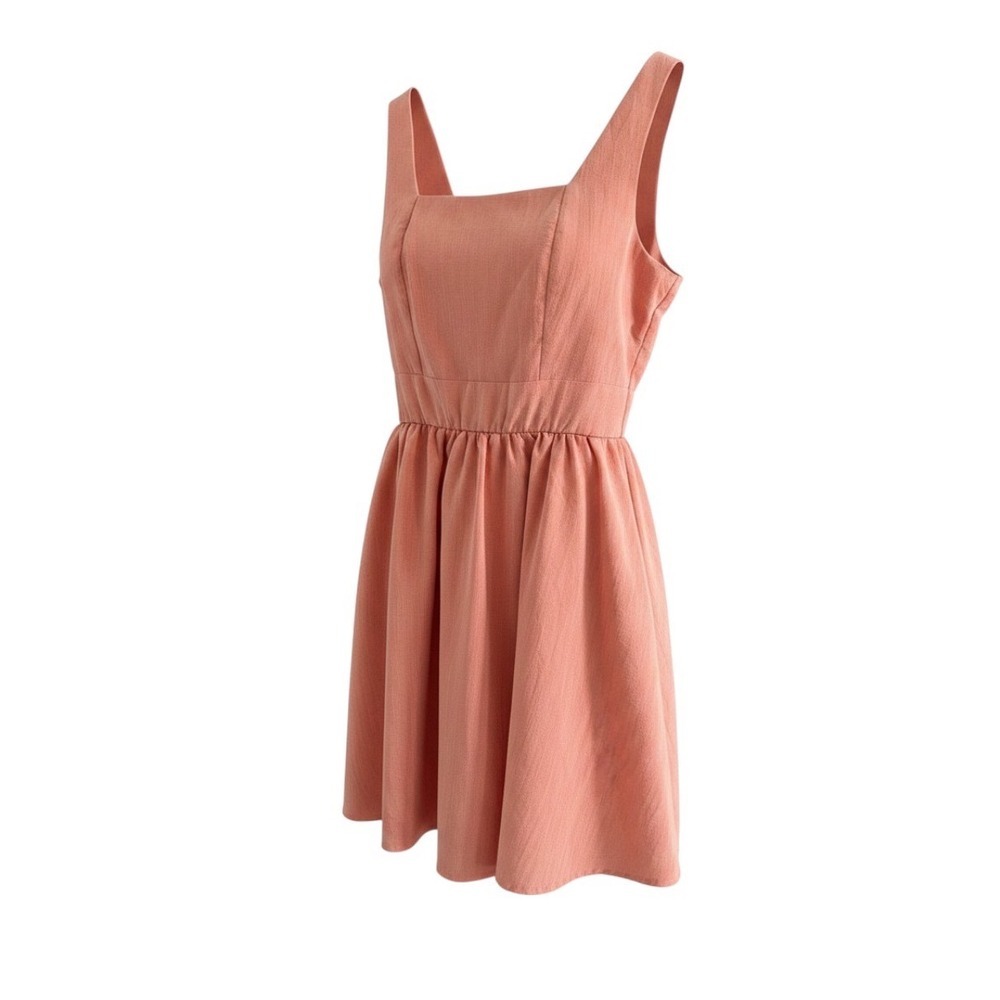 MiAmi for Francesca's Coral Pink Square Neck Smocked Back Mini Dress Small